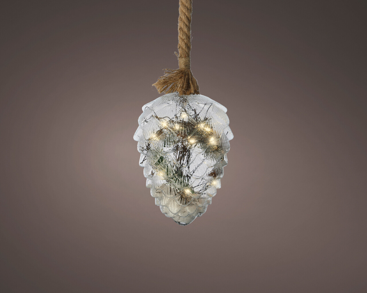 Decoratiune luminoasa Pinecone, Lumineo, 15x21 cm,  sticla - imagine 4